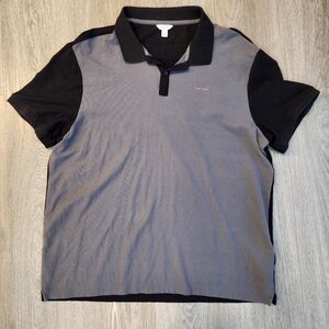 Calvin Klein 100 Pima Cotton Gray and Black Colorblock Polo Mens XL Short Sleeve